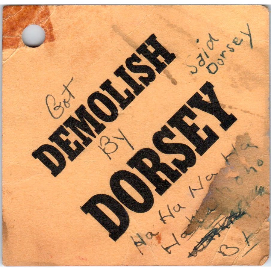 1959 George Washington High School Los Angeles Pep Rally Demolish Dorsey Tag AB9