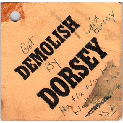 1959 George Washington High School Los Angeles Pep Rally Demolish Dorsey Tag AB9