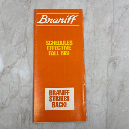 1981 Braniff International Airlines Fall Schedules Timetables TJ4-P2