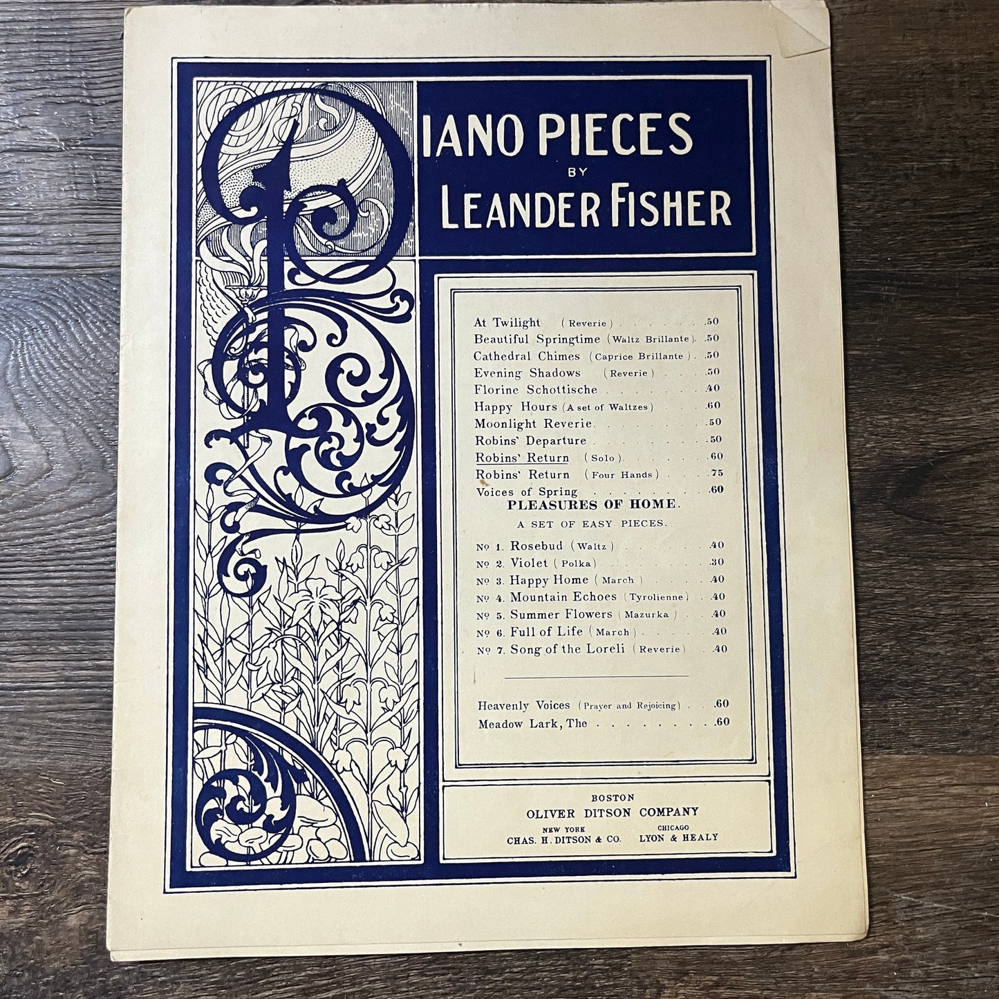 Piano Pieces by Leander Fisher - Robins' Return Solo 1912 Sheet Music V13