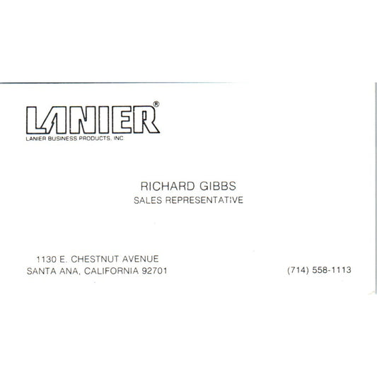 Richard Gibbs Lanier Business Products Santa Ana CA Vintage Business Card SE3-B5