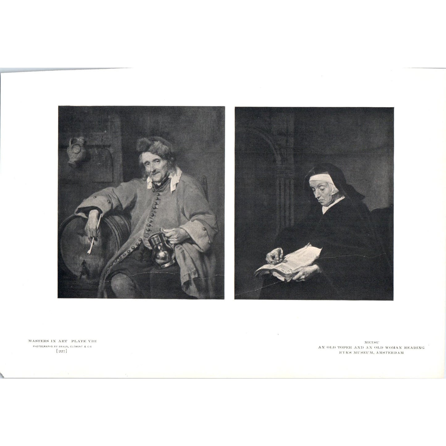 An Old MToper and an Old Woman Reading - Metsu c1905 Art Print D12