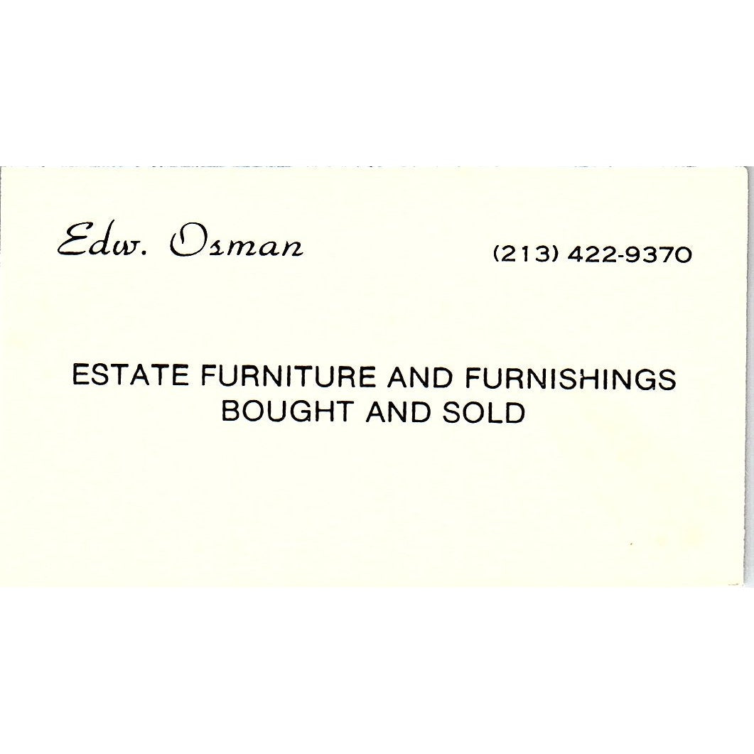 Edwin Osman Estate Furniture Long Beach CA Vintage Business Card SE3-B16