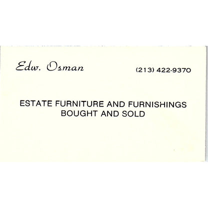 Edwin Osman Estate Furniture Long Beach CA Vintage Business Card SE3-B16