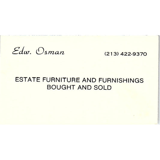 Edwin Osman Estate Furniture Long Beach CA Vintage Business Card SE3-B16