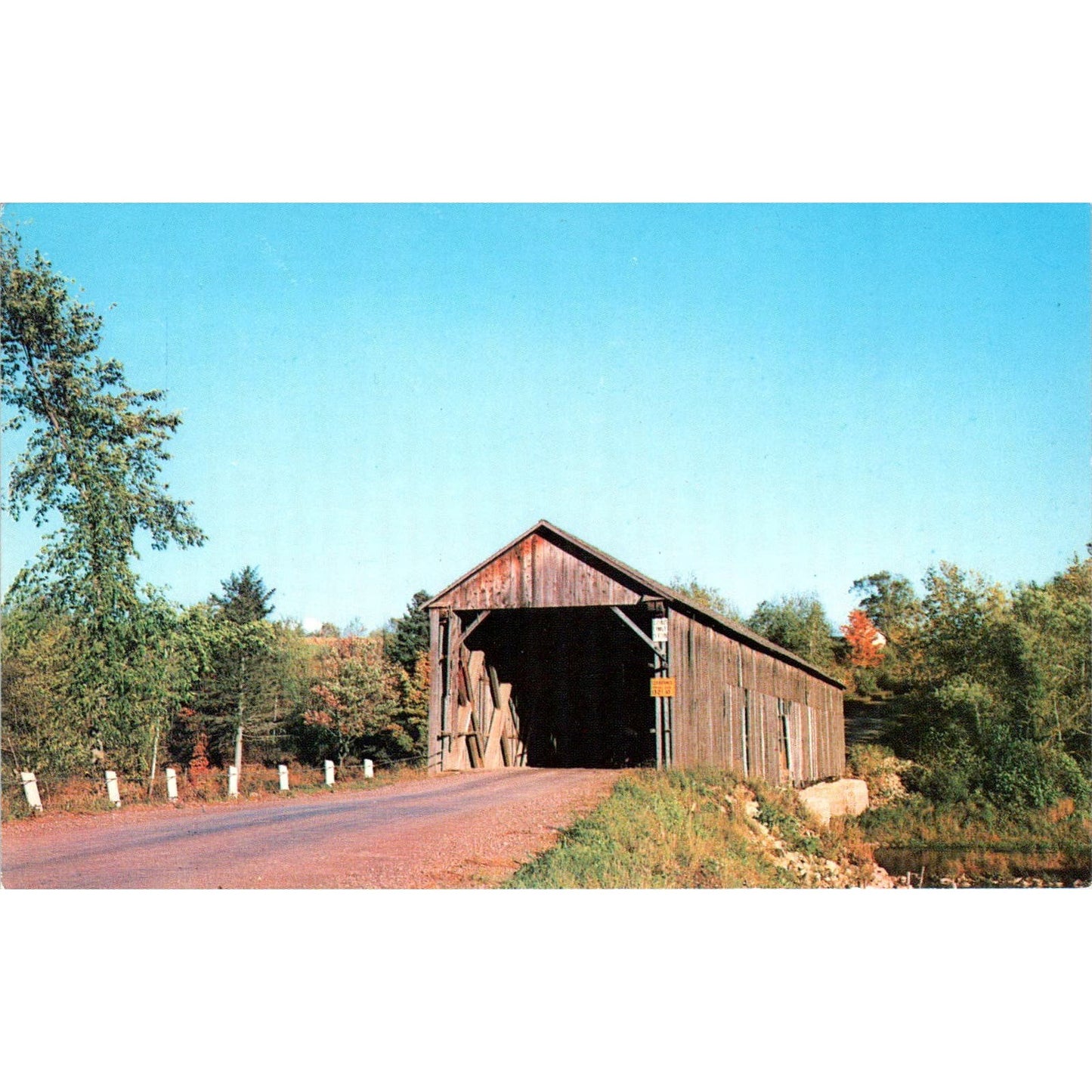 Meduxnekeag Stream Bridge Woodstock Littleton Maine Covered Bridge Postcard PB13