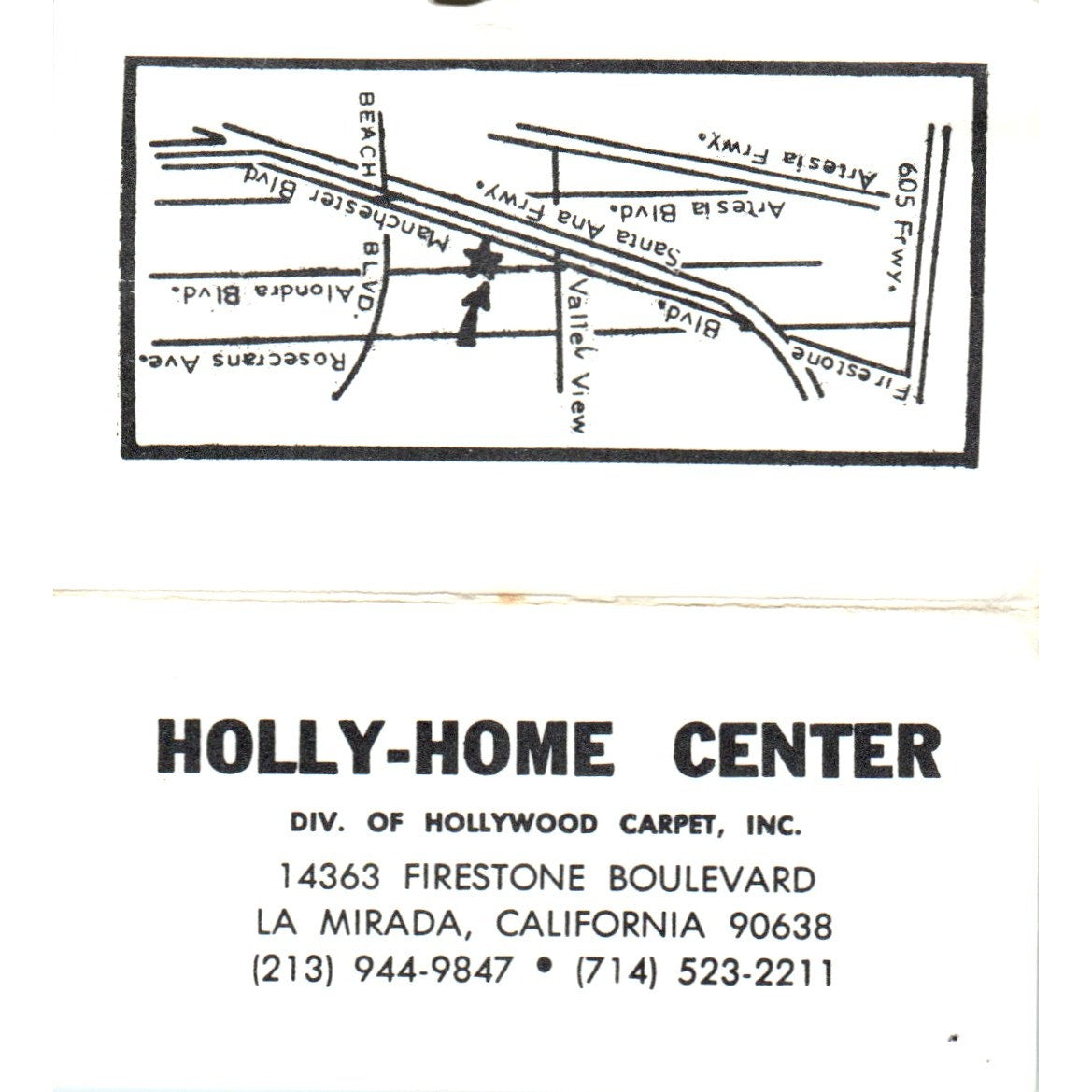 Holly-Home Center Hollywood Carpet Inc La Mirada CA Vintage Business Card SD8-B3
