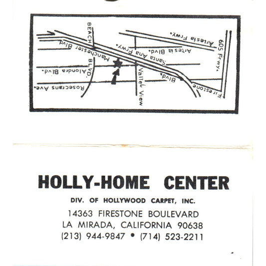 Holly-Home Center Hollywood Carpet Inc La Mirada CA Vintage Business Card SD8-B3