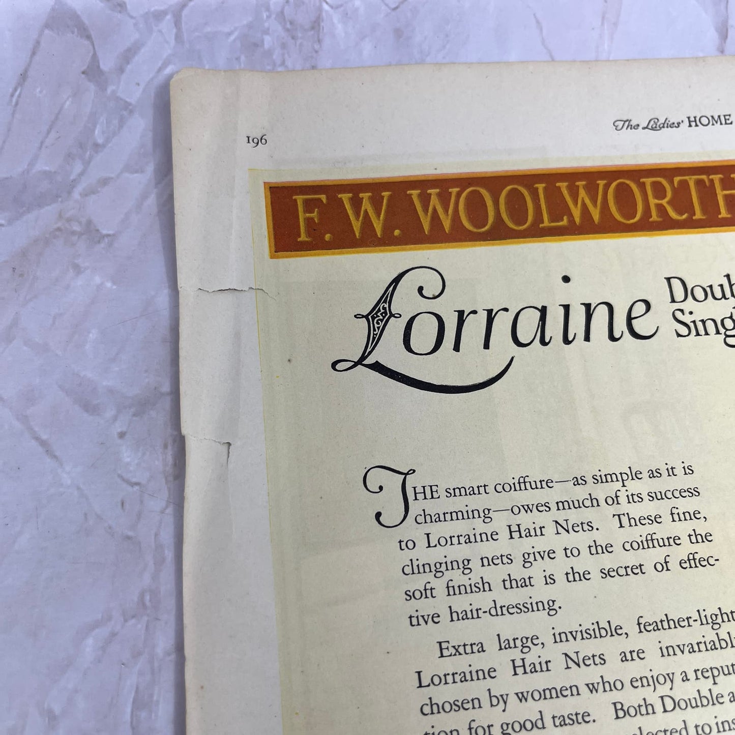 Lorraine Double and Single Mesh Hair Nets Woolworth 1924 Magazine Ad FL6-11