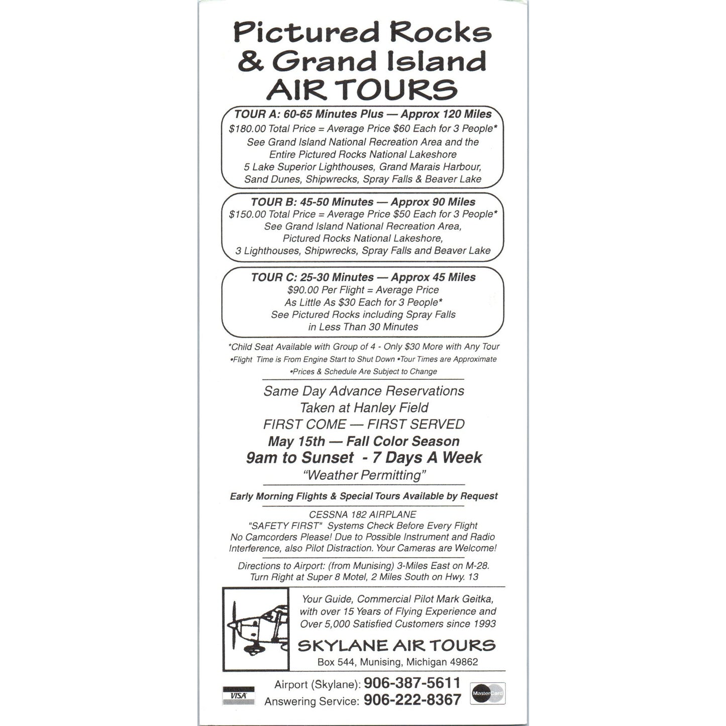 Vintage Pictured Rocks & Grand Island Air Tour Munising MI Travel Leaflet TF4-B1