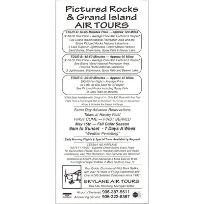 Vintage Pictured Rocks & Grand Island Air Tour Munising MI Travel Leaflet TF4-B1