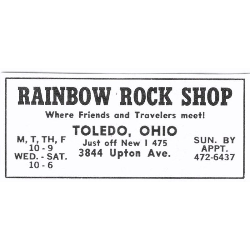 Rainbow Rock Shop Toledo Ohio 1972 Ad AF8-S5