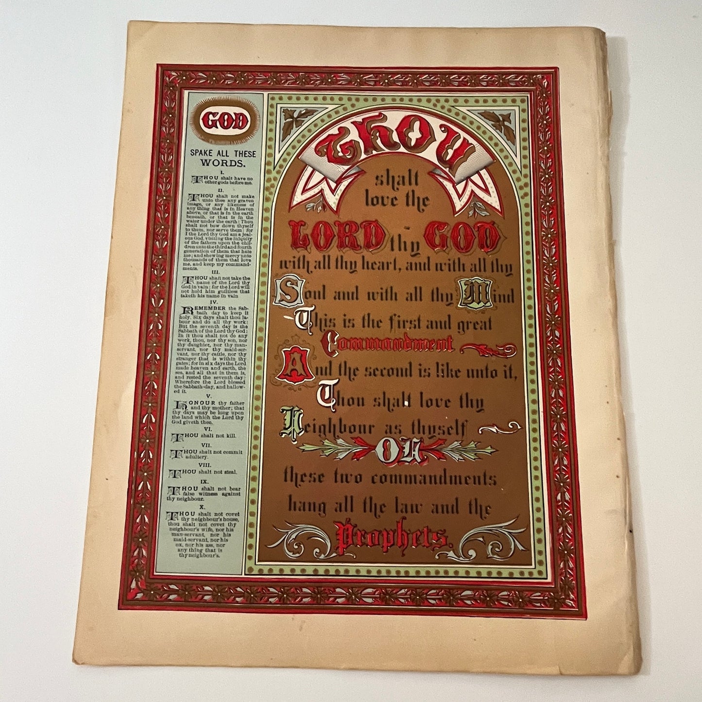 Thou Shalt Love The Lord Thy God Matthew 22:37 Wall Art 1892 Engraving V1-6