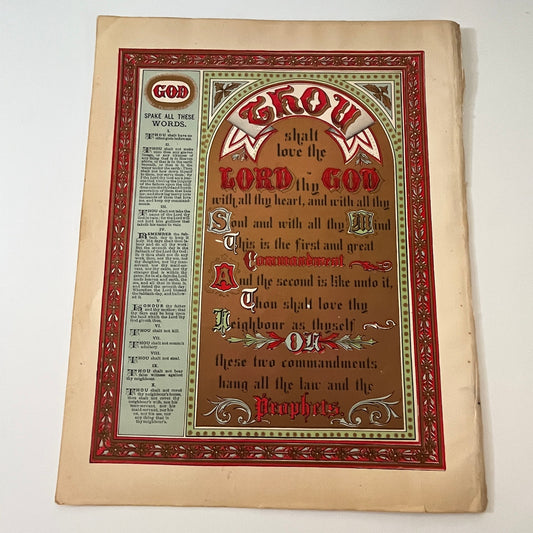 Thou Shalt Love The Lord Thy God Matthew 22:37 Wall Art 1892 Engraving V1-6