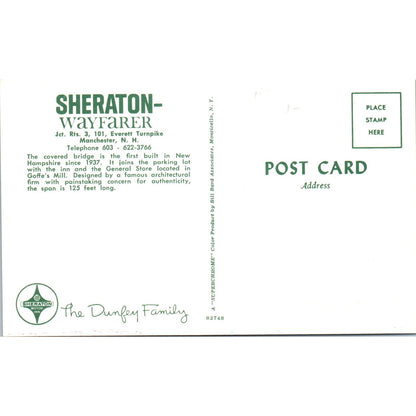 Sheraton-Wayfarer Manchester NH Vintage Covered Bridge Postcard PD6