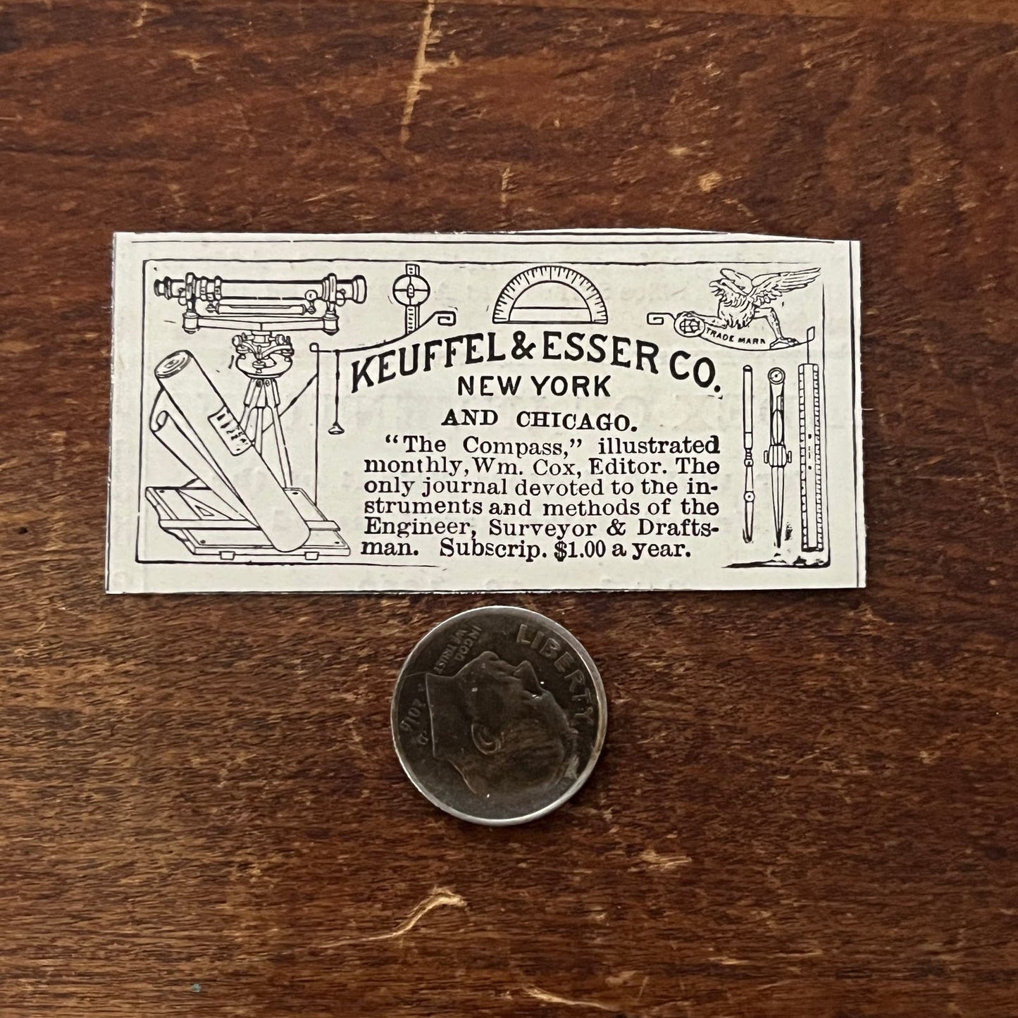 Keuffel & Esser Co NY The Compass Illustrated Original Advertisement AD8-P29