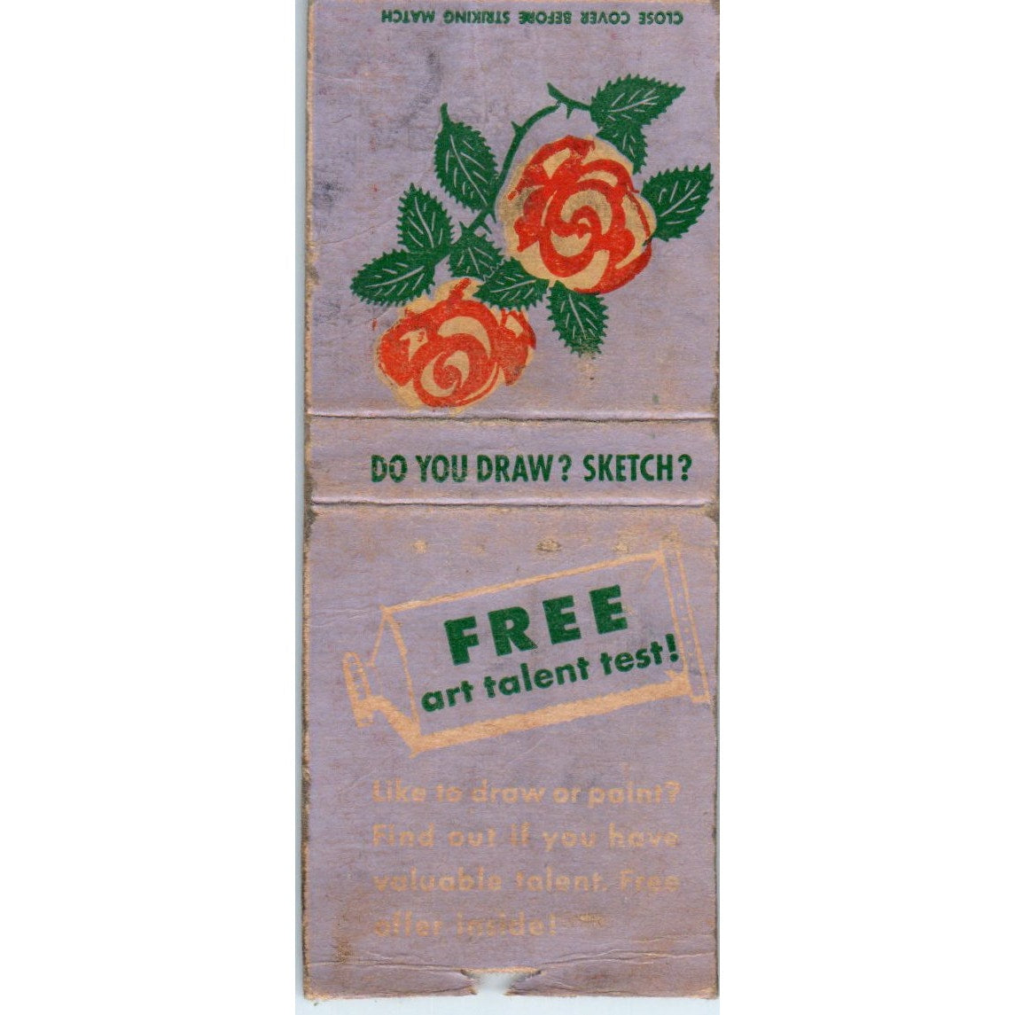 Free Art Talent Test Vintage Matchbook Cover SD2-Y5