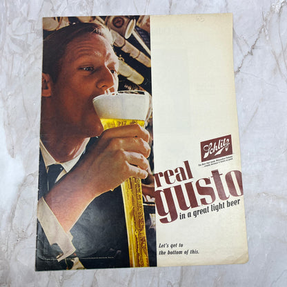 1965 Schlitz Beer Real Gusto 10x13 Magazine Advertisement FL6-7