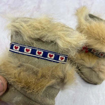 Vtg Handmade Soft Leather Suede & Rabbit Fur Kirsten American Girl Doll Boots