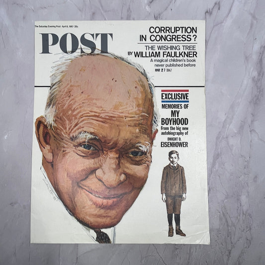 1967 Apr 8 Saturday Evening Post Dwight Eisenhower Cover ONLY Vintage 10x13 V17