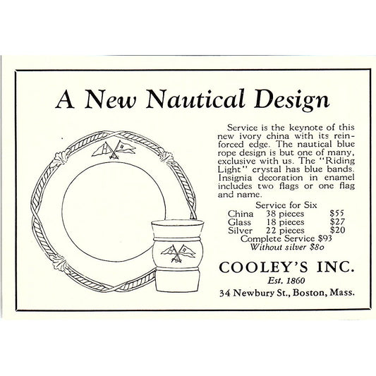 Cooley's Inc Nautical Design China Boston MA 1932 Ad AG2-M19