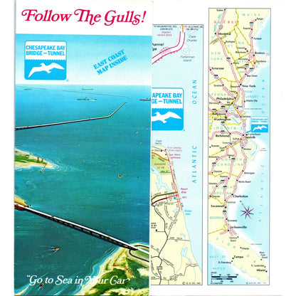 1970s Follow the Gulls Chesapeake Bay Bridge Tunnel Map & Travel Brochure TF4-BC