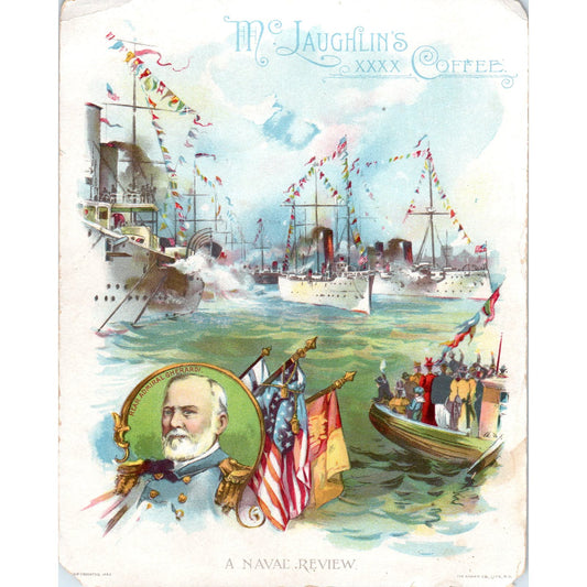 1880s Adm Gherardi Naval Review McLaughlin's Coffee Victorian Trade Card AE9-LT