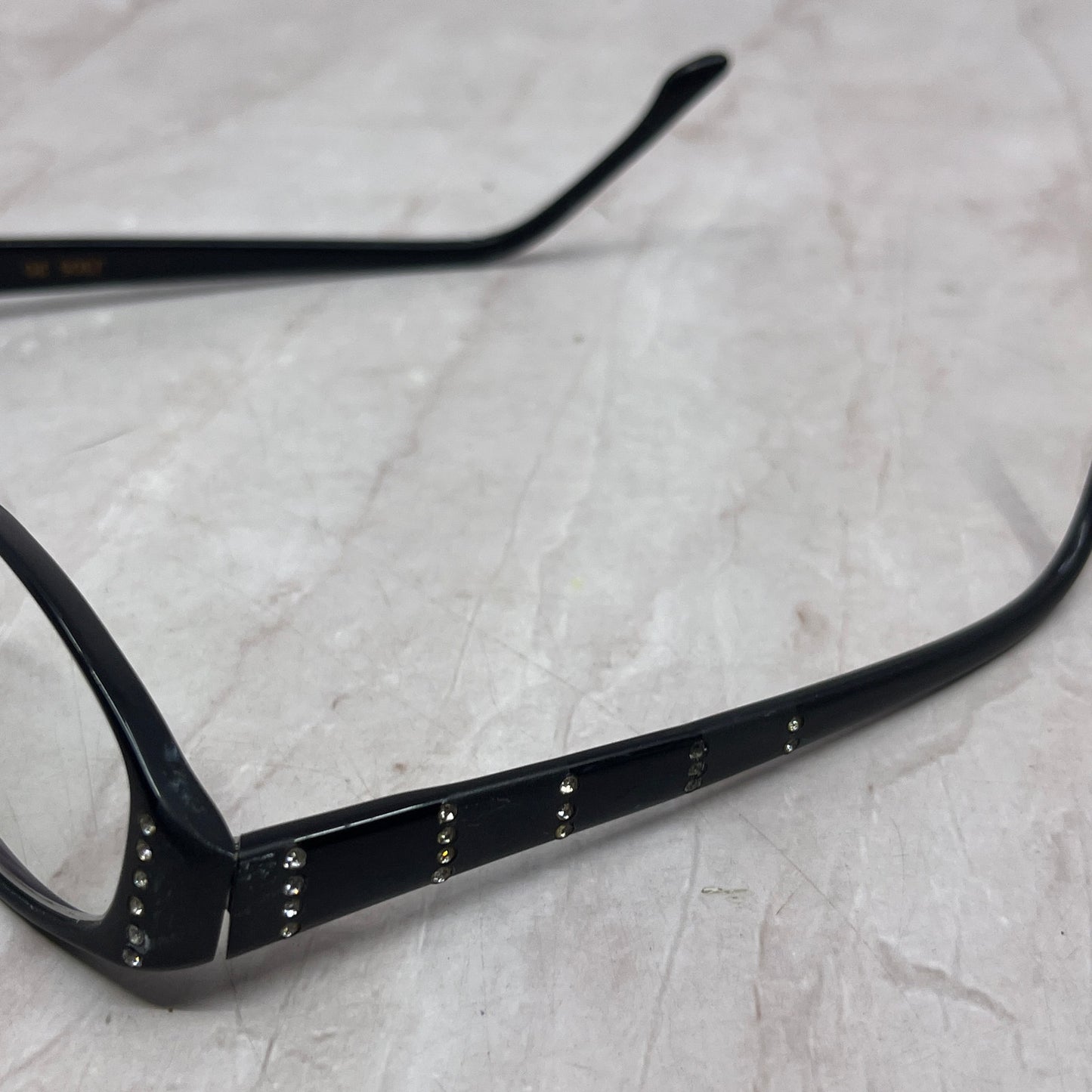 Vintage Revue France Black Oval Cat Eye Rhinestone Eyeglasses Frames TH9-G1-8