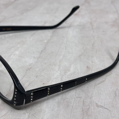 Vintage Revue France Black Oval Cat Eye Rhinestone Eyeglasses Frames TH9-G1-8