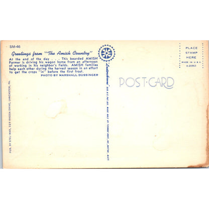 Amish Land of the Plain and Fancy Pennsylvania Dutch Country Postcard PD7