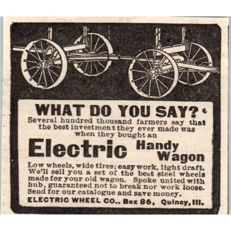 Electric Wheel Co Electric Handy Wagon Farming Quincy 1905 Magazine Ad AF1-NH2