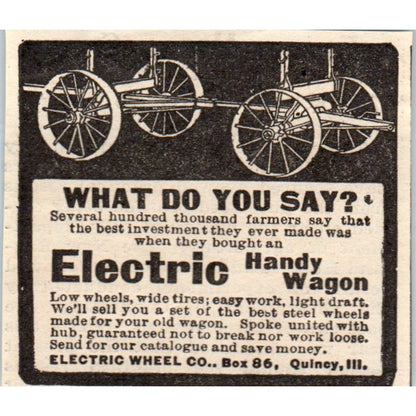 Electric Wheel Co Electric Handy Wagon Farming Quincy 1905 Magazine Ad AF1-NH2