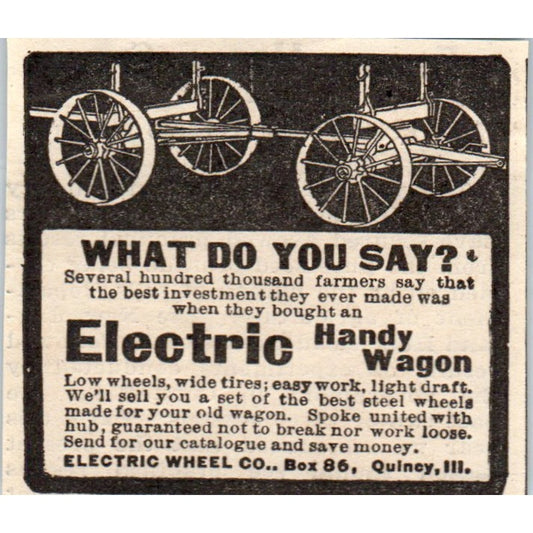Electric Wheel Co Electric Handy Wagon Farming Quincy 1905 Magazine Ad AF1-NH2