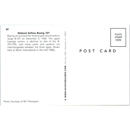 National Airlines Boeing 727 Vintage Postcard PC2