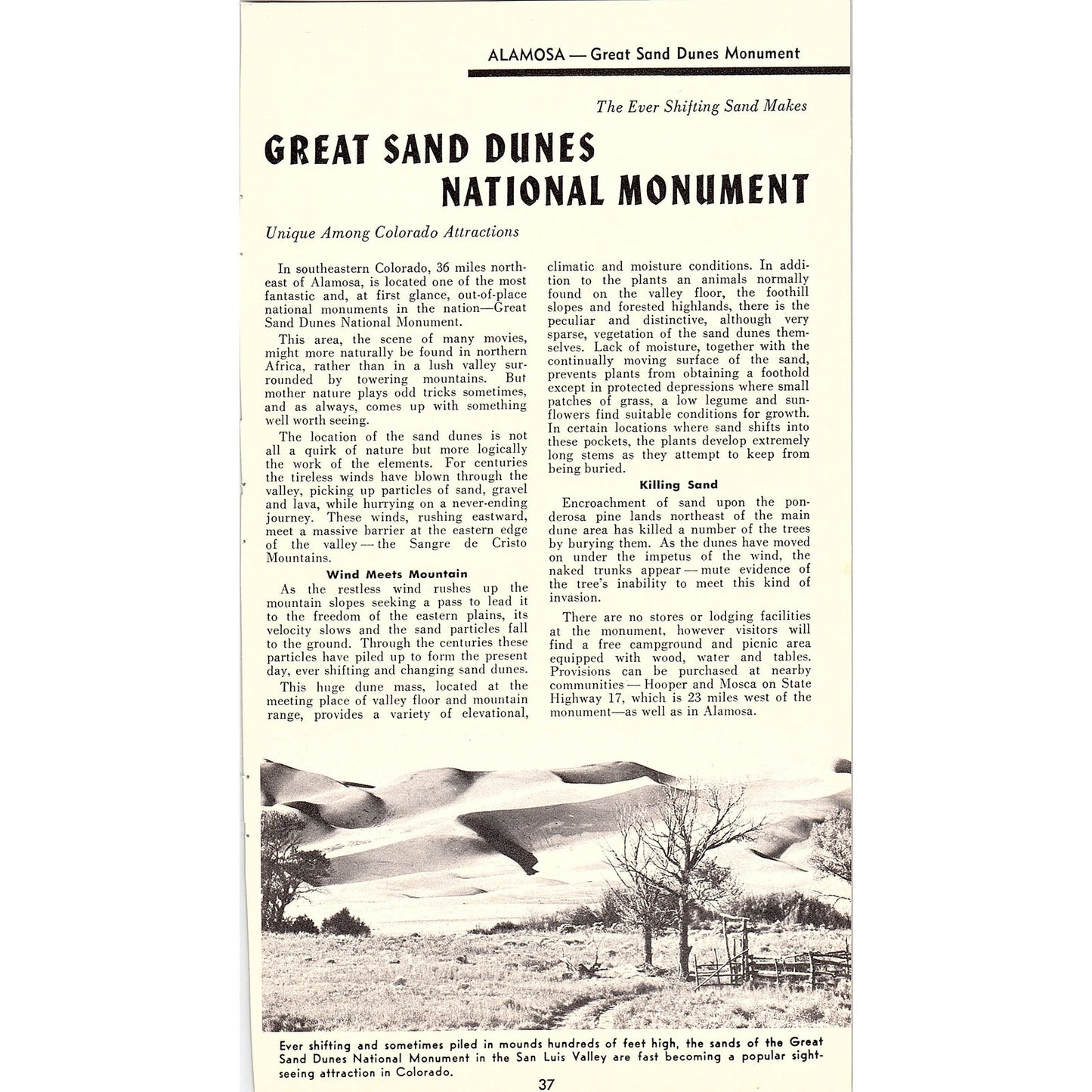 Great Sand Dunes National Monument Alamosa CO 1958 Ad AG1-8