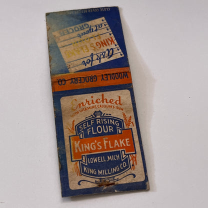 King's Flake Flower King Milling Co Lowell MI Vintage Matchbook Cover TB6-MB1-15