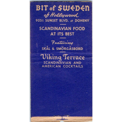 Bit of Sweden of Hollywood Skål & Smörgåsbord Vintage Matchbook Cover SF4-Y7