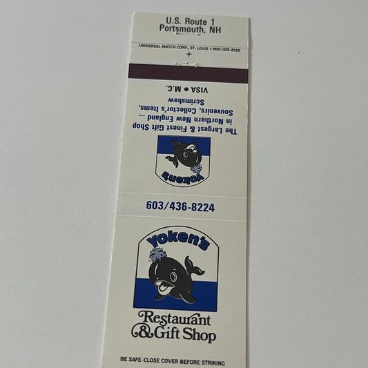 Yoken's Restaurant & Gift Shop Portsmouth NH Vintage Matchbook Cover TB6-MB2-5