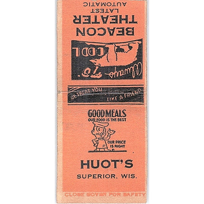 Beacon Theater Huot's Superior WI Vintage Matchbook Cover SF3-Y7
