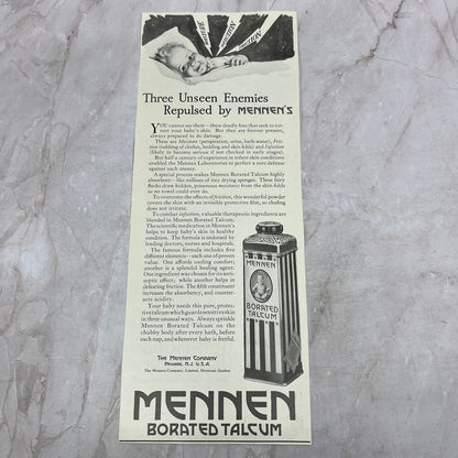 Mennen Borated Talcum Newark NJ 1924 Magazine Ad FL6-11