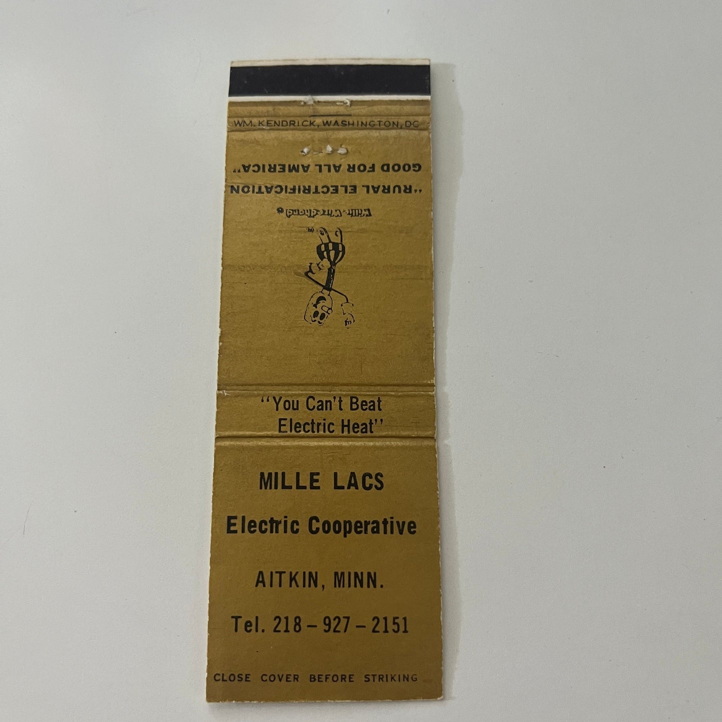 Mille Lacs Electric Aitkin MN Reddy Kilowatt Vintage Matchbook Cover MB37-2