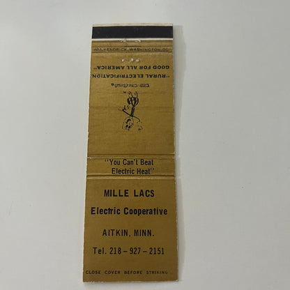 Mille Lacs Electric Aitkin MN Reddy Kilowatt Vintage Matchbook Cover MB37-2