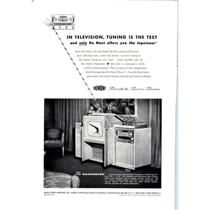 Du Mont Hampshire Cabinet Television TV Teleset - Vintage Magazine Ad D20