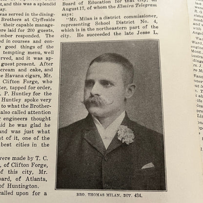 Bio & Photo of Brother Thomas Milan Div 434 - 1914 Original 2 Page Article AF3-2