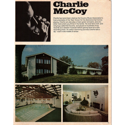 Faron Young - Charlie McCoy Double Sided Bio & Home 1977 Photo Print AF3-6