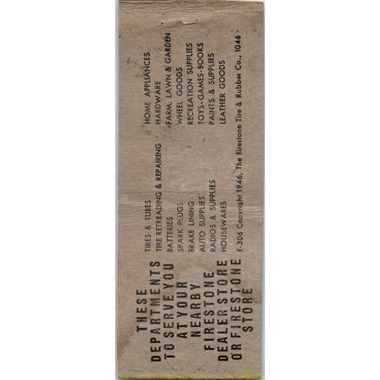 Nelson Firestone Dealer Carl V Nelson Stanley WI Vintage Matchbook Cover SD2-Y11