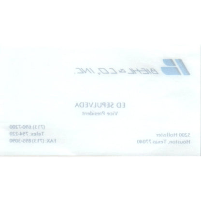 Biehl & Co Inc Ed Sepulveda Houston Vintage Business Card SD8-B18