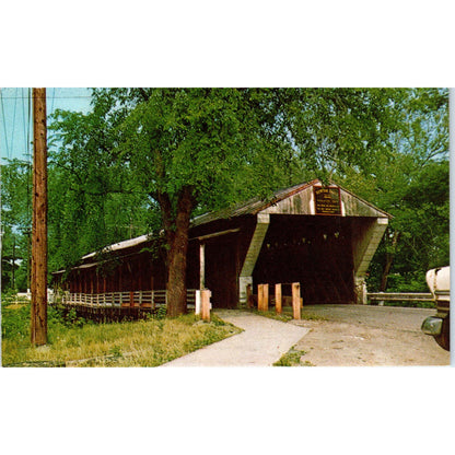 Newton Falls Bridge Warren Ohio Covered Bridge Postcard PB12