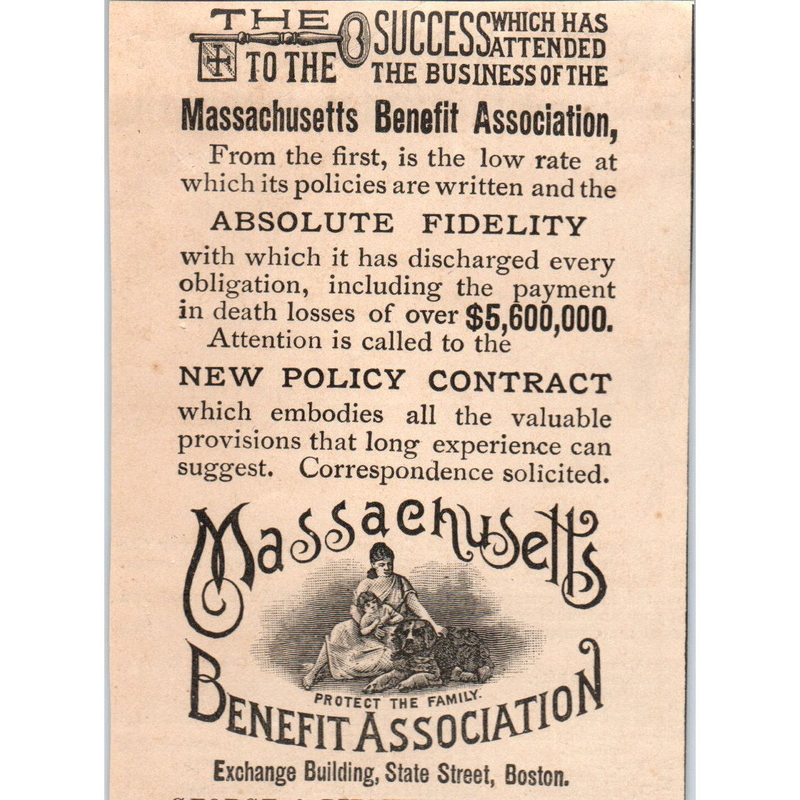 Massachusetts Benefit Association George A. Litchfield 1892 Magazine Ad AB6-3