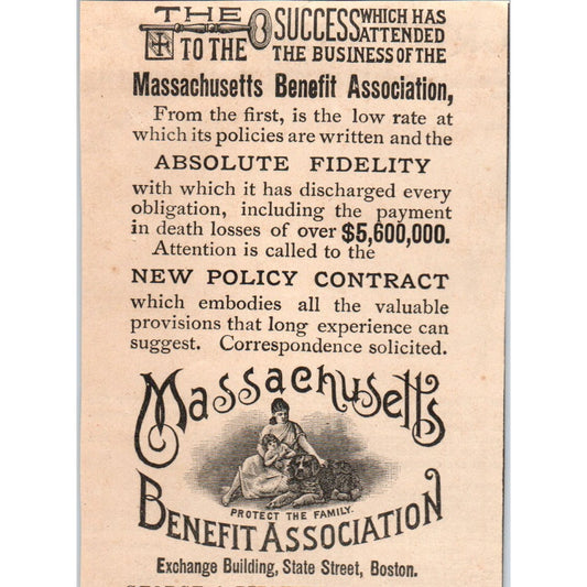 Massachusetts Benefit Association George A. Litchfield 1892 Magazine Ad AK6-M1